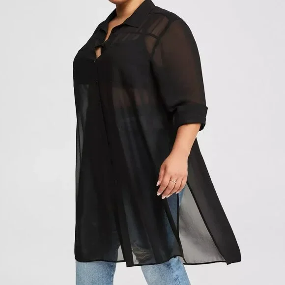 Chiffon Button Up - Picture 4 of 4